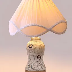 Aura Off White & Blue Textured Glass Frustum Shaped Table Lamp-31