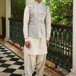 PATR Men Embroidered Velvet Nehru Jacket-image-21