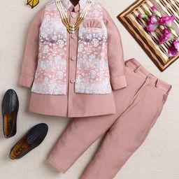 ahhaaaa Boys Solid Kurta with Trousers-image-12