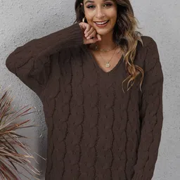 HERE&NOW Women Cable Knit Oversized Pullover-picture-11