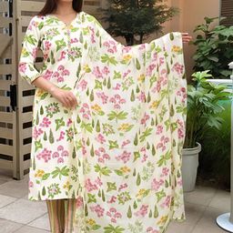 GoSriKi Women Floral Printed Regular Straight Calf Length Kurta Set-picture-18