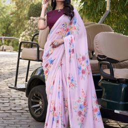 MADHAVPRIYA Floral Printed Beads and Stones Tussar Saree-image-95