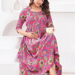 ANUOM Women Floral Print Maternity Fit & Flare Dress-picture-40