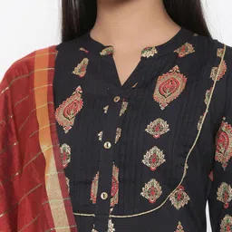 Anouk Women Printed Regular Kurta with Trousers & With Dupatta image 2