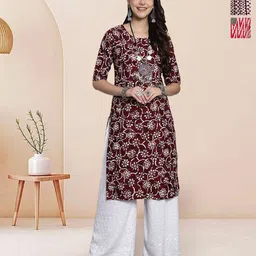 7Threads Selection Of 3 Floral Printed Round Neck Straight Kurtas-picture-36