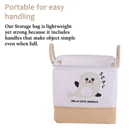 Kuber Industries Beige & White Printed Foldable & Collapsible Storage Box Organiser image 2