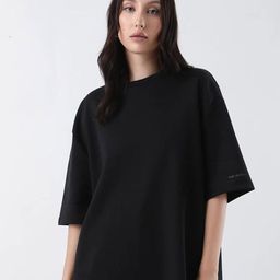 RAREISM Women Solid Round Neck Cotton Relaxed Fit T-shirt-picture-21