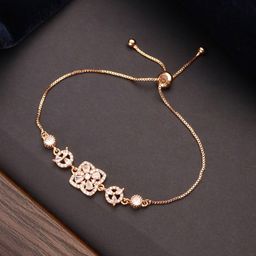 Jazz and Sizzle Gold-Plated Cubic Zirconia Studded Link Bracelet-image-41