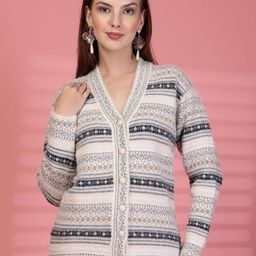 Clora Creation Women Printed Woollen Cardigan-picture-29
