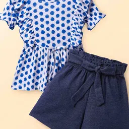 CrayonFlakes Girls Printed Round Neck Pure Cotton Top With Shorts-image-85