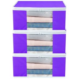 atorakushon Purple Set of 3 Clothes Storage Organiser Bags-18