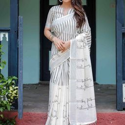SGF11 Striped Pure Linen Saree-image-75