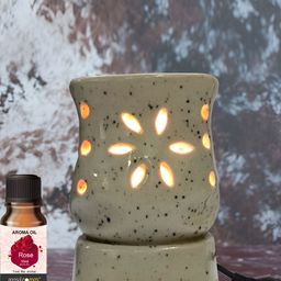 PEEPALCOMM 2Pcs White Electric Damru Shaed Diffuser With Rose Oil - 10 ml-49