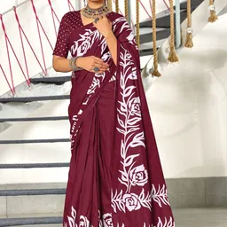 Moda Rapido Women Pure Cotton Designer Block Print Saree With Blouse Piece-picture-5
