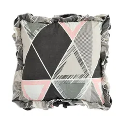 Luxmi Cotton Fabrics Grey & Black 5 Pieces Geometric Printed Square Cushion Covers-27