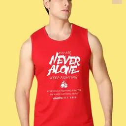 WOOSTRO Pack Of 2 Printed Pure Combed Cotton Gym VestsVWS26(ALONE RUST)(ALONE RED)-picture-5