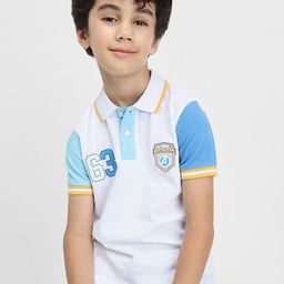 BONKIDS Boys Typography Printed Polo Collar Cotton T-shirt-picture-16