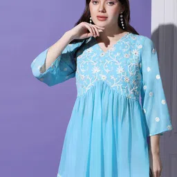 BAESD Embellished Print Georgette Top-image-71