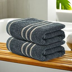 Aura Grey & Beige 2 Pieces Cotton 350 GSM Bath Towels-image-15