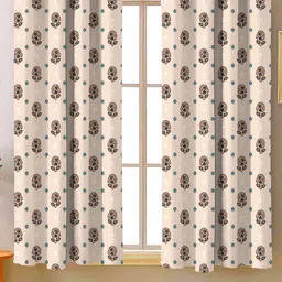 Steve & Anderson Indian Motifs Cream & Turquoise2 Pcs Black Out Window Curtain (5 Feet)-image-94