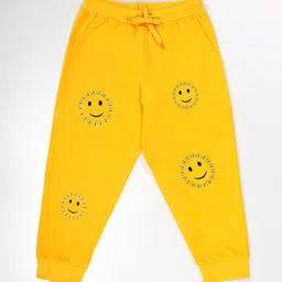 KiddoPanti Girls Printed Pure Cotton Smileys Printed Track Pants-picture-29