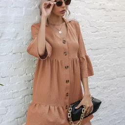 DressBerry Textured Tiered Shirt Dress-image-27