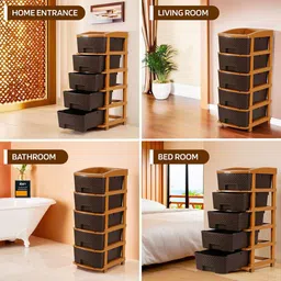 Kuber Industries Brown Modular 5-Layer Drawer Organisers 48ltr image 3