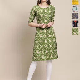 7Threads Selection Of 6 Floral Printed Round Neck Straight Kurtas-image-33