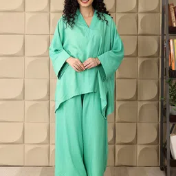 Ambraee V-Neck Tunic With Palazzo Co-Ord Set-picture-48