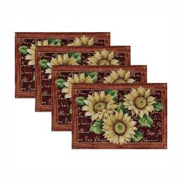 PRAKARTIK 4- Pcs Orange & Red Cotton Floral Printed Rectangle Table Placemats-45
