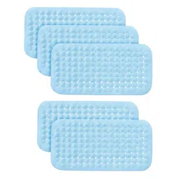 Kuber Industries 5Pcs Blue Textured 240 GSM Bath Rugs-image-59