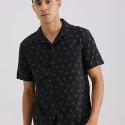 VALEN CLUB Men Floral Printed Cuban Collar Pure Cotton Casual Shirt-image-83