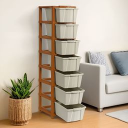 Myntra Elegant Homes Grey & Brown 7 Layer Water Resistant Drawer Organiser-4