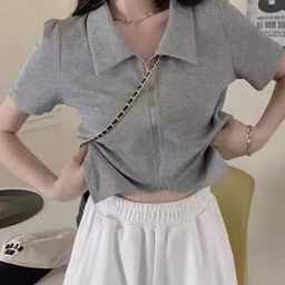 Outzidr Women Solid Shirt Collar Crop Shirt Style Top-image-6