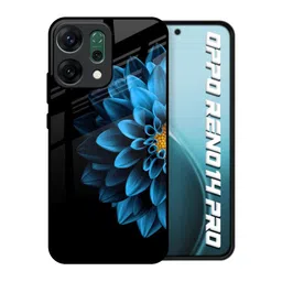 QRIOH Unisex Oppo Reno14 Pro 5G Floral Half Blue Flower Shockproof Real Glass Back Case-picture-49