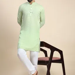 Pro-Ethic STYLE DEVELOPER Men Printed Regular Sequinned Pure Cotton Kurta with Pyjamas image 1