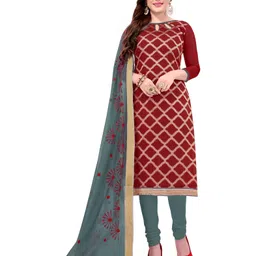 HERE&NOW Checked Woven Design Banarasi Unstitched Dress Material-image-39