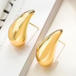 Beauty Flow Gold-Plated Stainless Steel Teardrop Shaped Studs-image-11