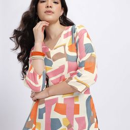 Anouk Rustic Abstract Printed V-Neck Straight Kurti-picture-9