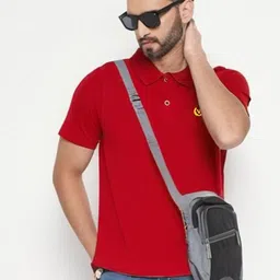 MACK JONNEY Solid Polo Collar Cotton T-shirt-image-24