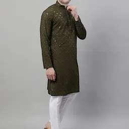 SG LEMAN Men Embroidered Regular Sequinned Kurta with Pyjamas image 5