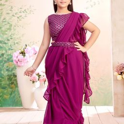 Sangria Girls Embellished Ready to Wear Lehenga Saree With Attachable Dupatta-picture-36