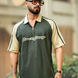Maniac Men Printed Polo Collar T-shirt-image-35