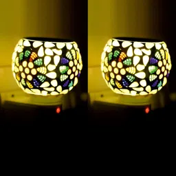 Gojeeva White & Blue Glass Camphor Diffuser With Switch And Lamp image 3