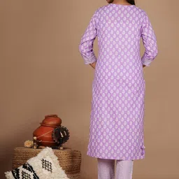 KASHEEDA Floral Printed Thread Work Pure Cotton Kurta with Trousers & With Dupatta image 2