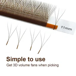 NAGARAKU Brown Automatic Flower W Shape Bloom 3D Premade Fans Eyelash Extensions - Curl C image 3