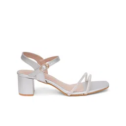ZENVO Open Toe Embellished Block Heels image 4