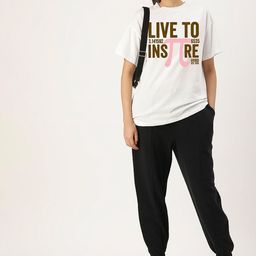 Harvard Off White Typography Printed Drop-Shoulder Sleeves Cotton Oversized T-shirt-image-84