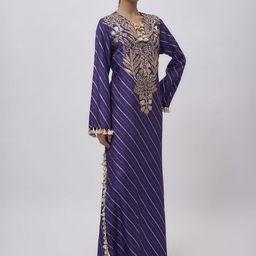 Payal Singhal Embellished Embroidered Flared Sleeve Crepe Kaftan Dress-image-34