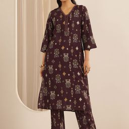 Libas Ethnic Motif Woven Design Straight Tunic With Trousers Co-Ords-image-96